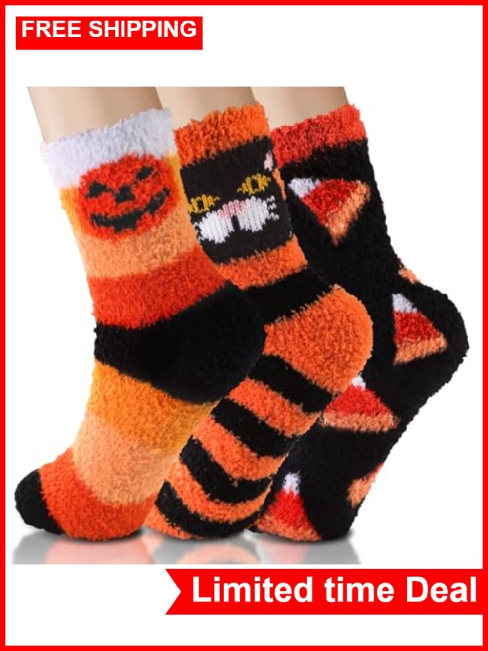 6 Pairs Halloween Socks Women Men Fluffy Fuzzy Cozy Novelty Comfort